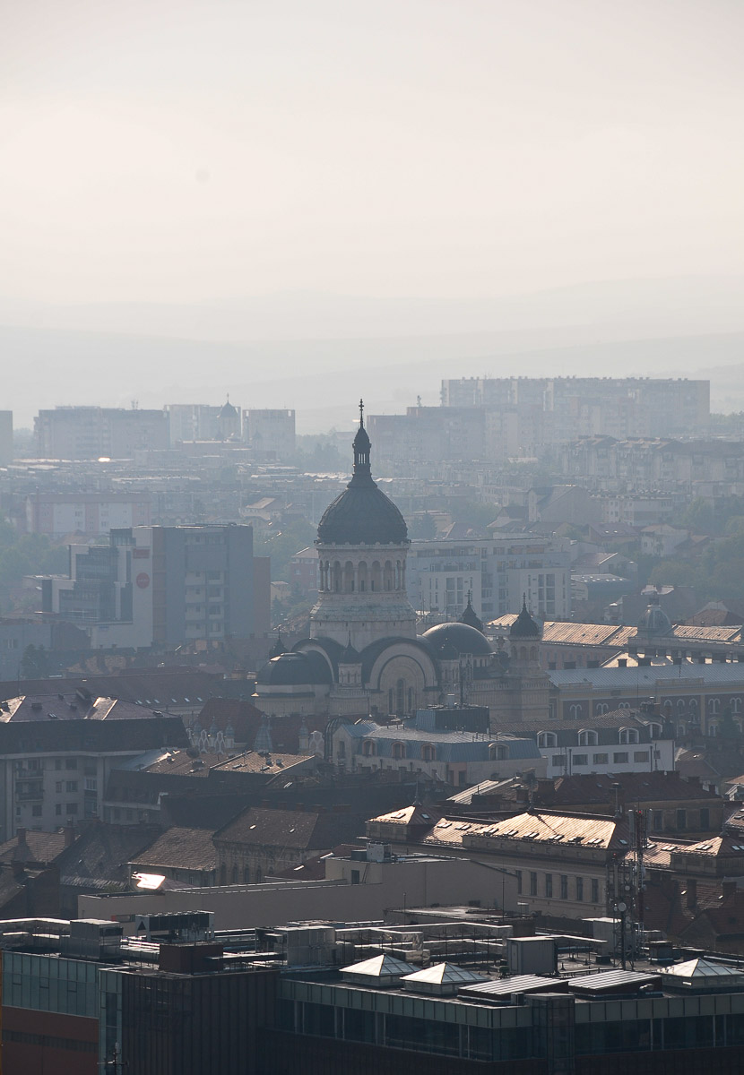 Blick vom Hotel Belvedere auf Cluj-Napoca (Klausenburg), Rumaenien