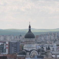 Blick auf Cluj vom Park unterhalb des Hotels Belvedere, Cluj-Napoca (Klausenburg), Rumaenien