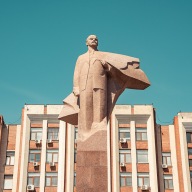 Tiraspol, Transnistria, Lenin in front of the Transnistrian parliament building