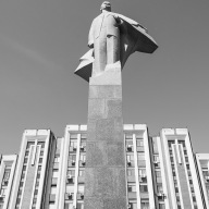 Tiraspol, Transnistria, Lenin in front of the Transnistrian parliament building